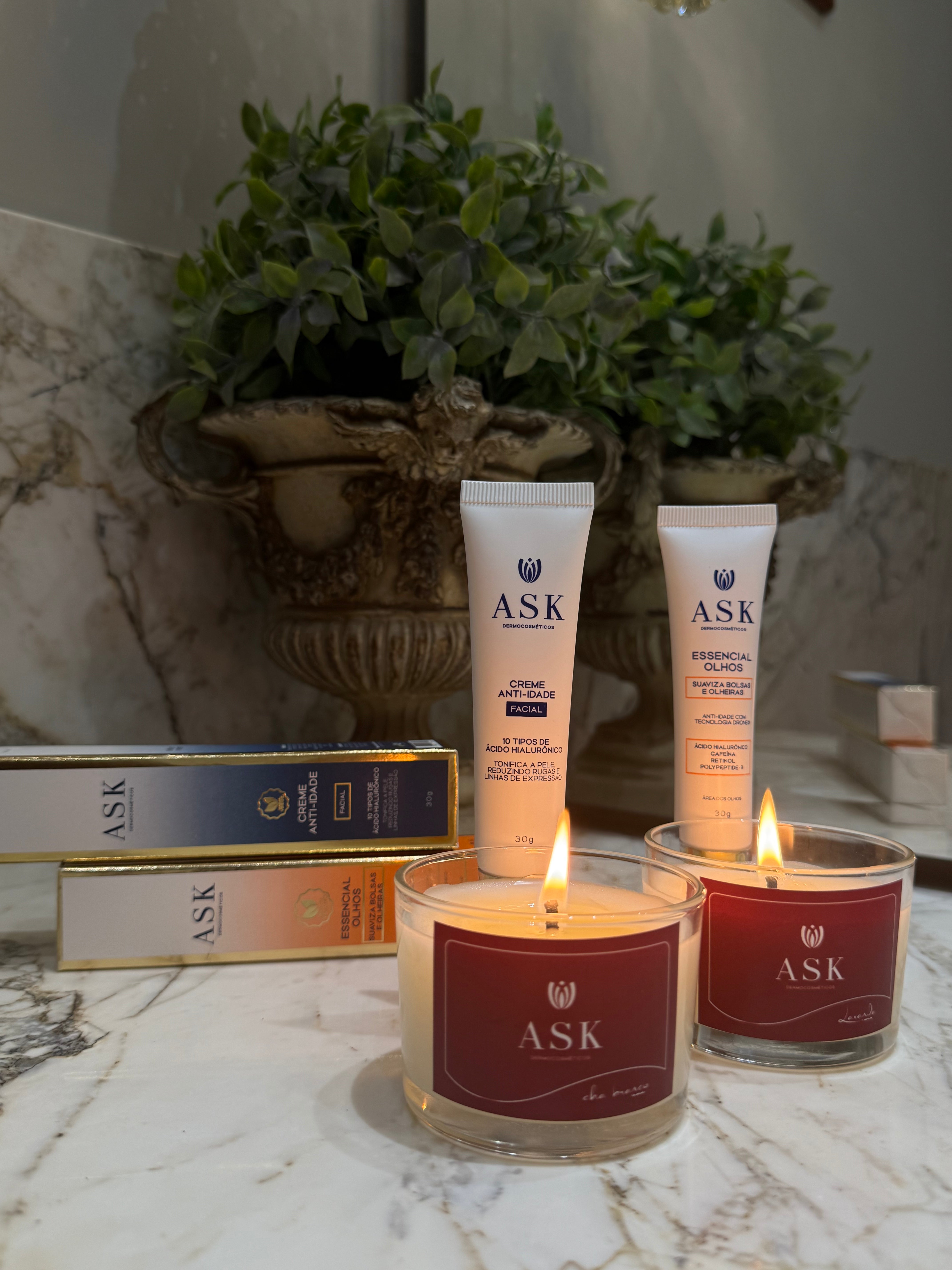KIT Especial - Área dos olhos + Anti-idade +  BRINDE Vela Aromática | Mês das Mães ASK